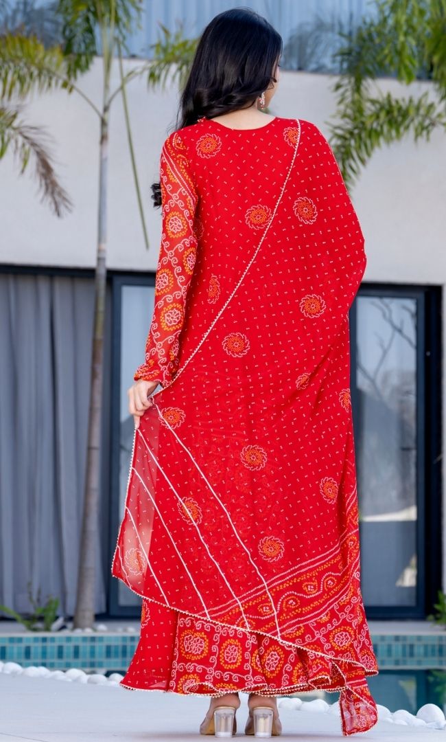 Sindoori Chunari Anarkali Set