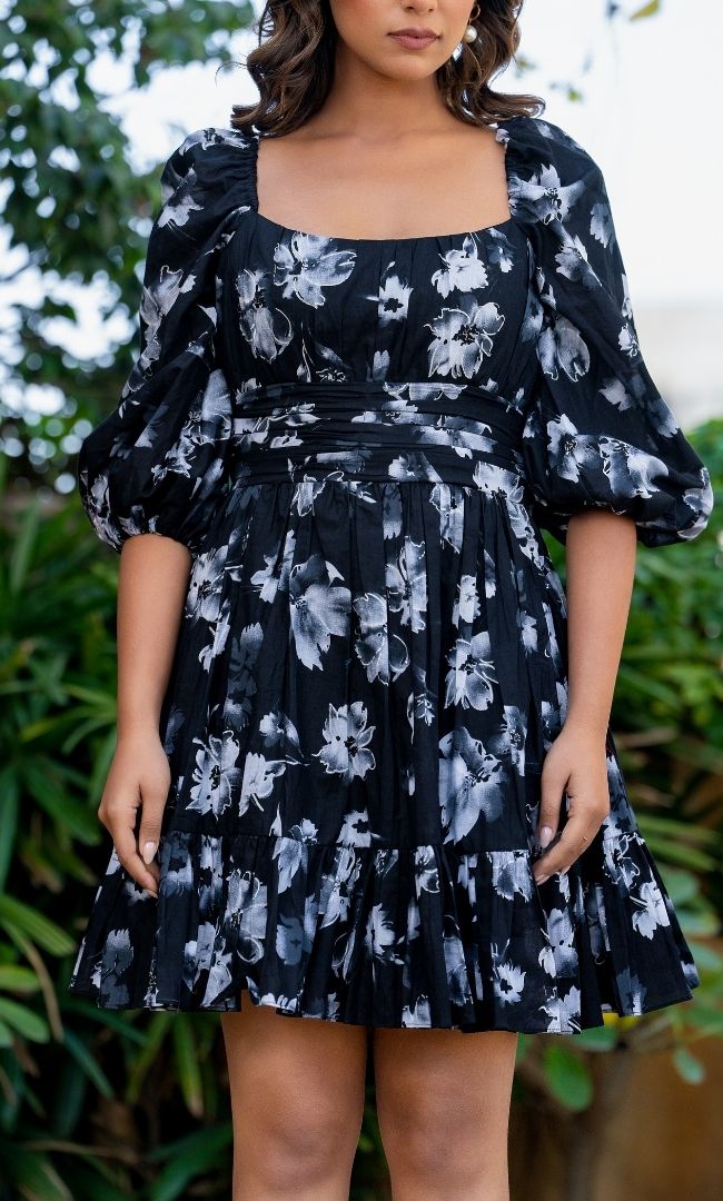 Flowy Floral Black Dress