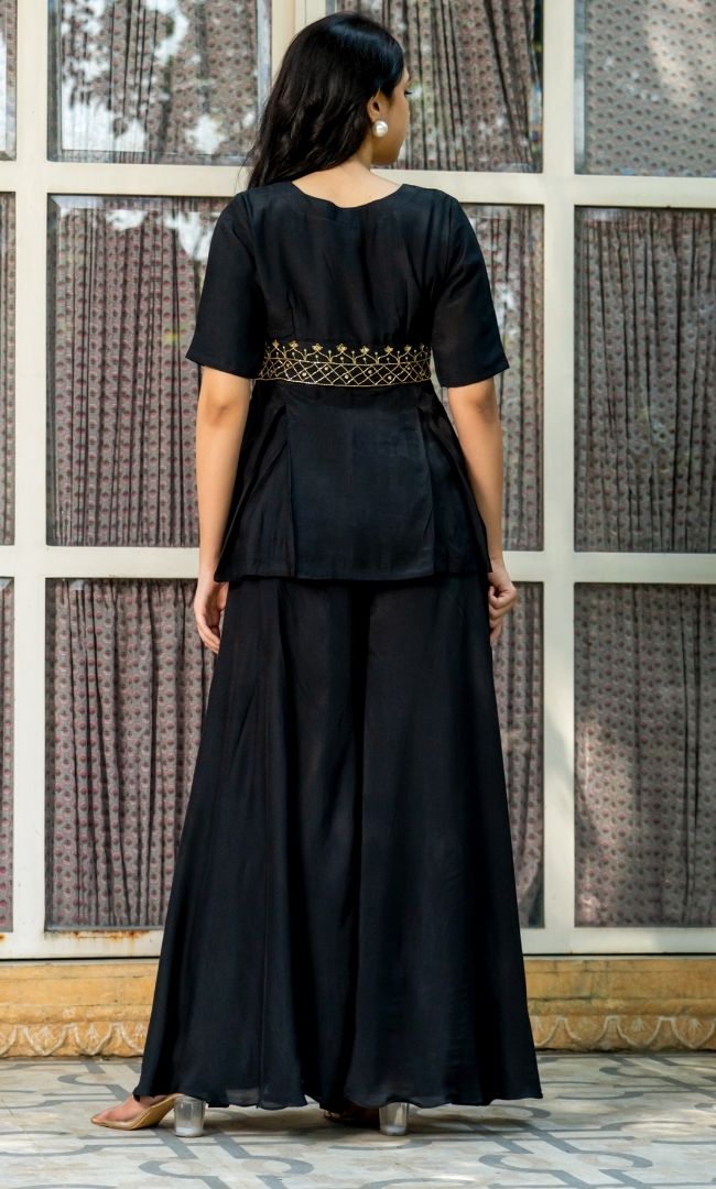 Pitch Black Muslin Sharara Set