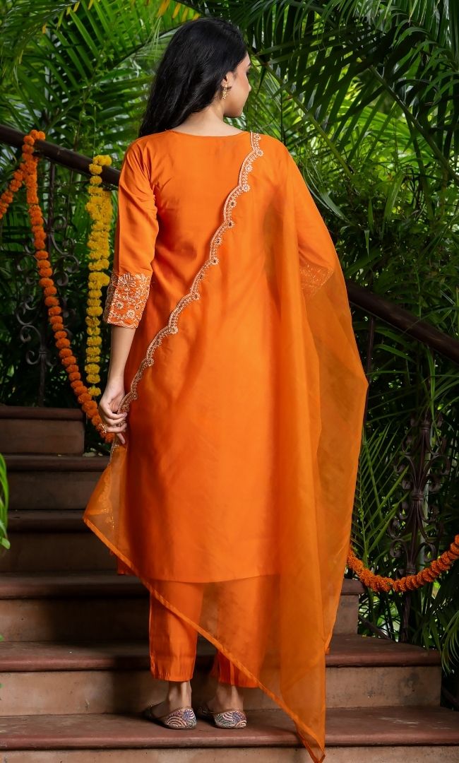 Amberzaar Orange Suit Set