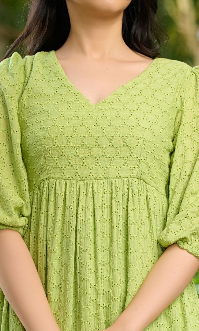 Parakeet Schiffli Dress