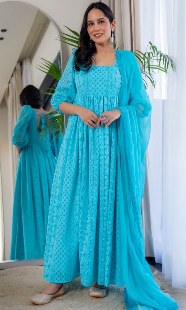Noor-E-Sky Blue Anarkali
