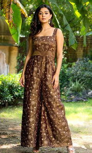 Mocha Embroidered Tissue Jumpsuit