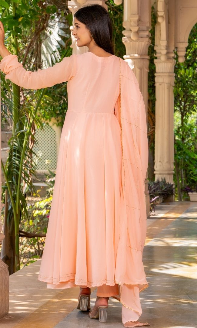 Peach Georgette Anarkali Set