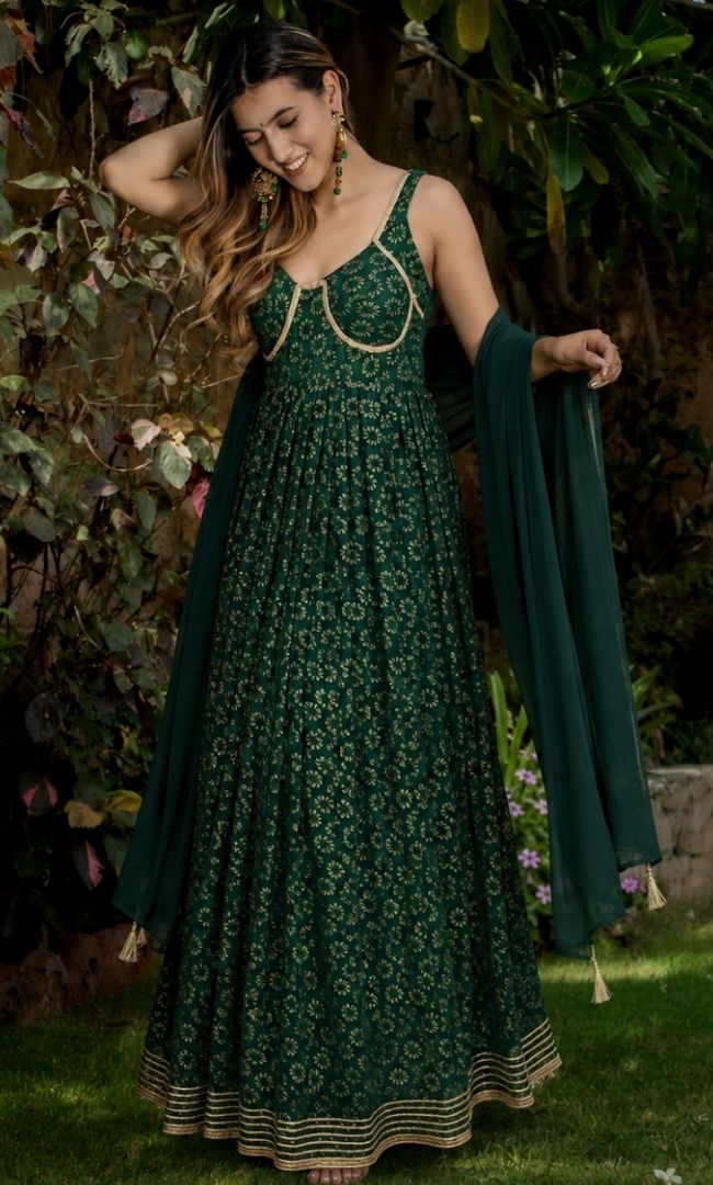 Emerald Brasso Anarkali Set