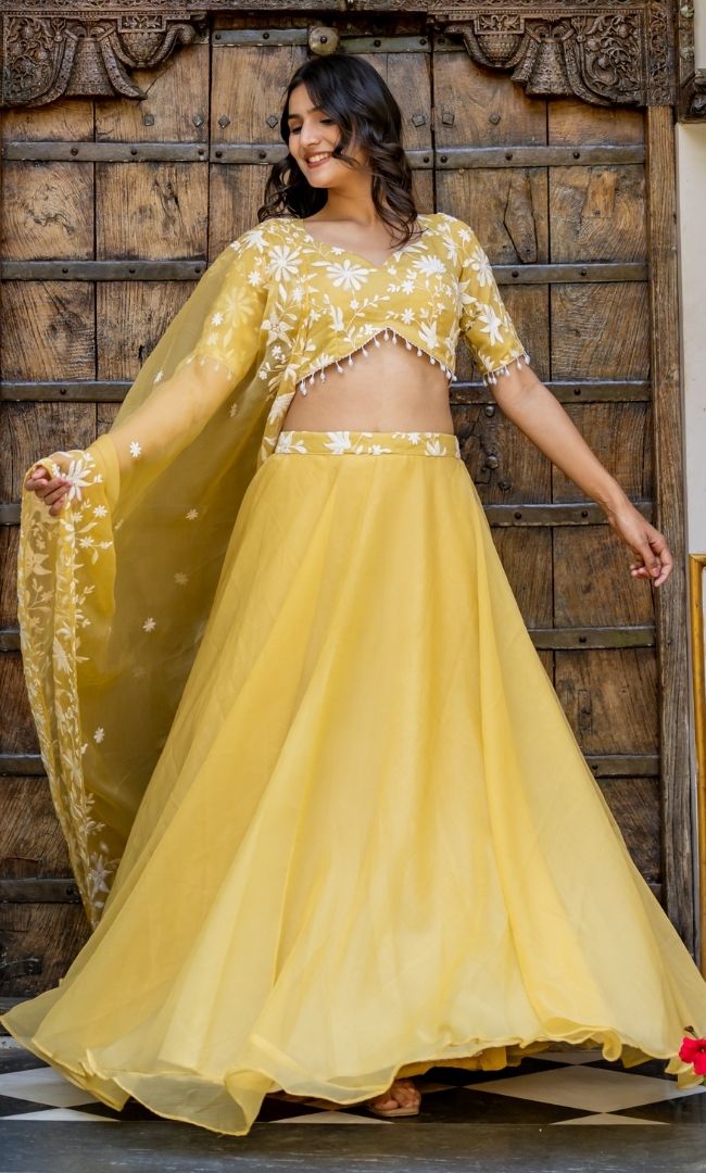 Swan Yellow Lehenga Set