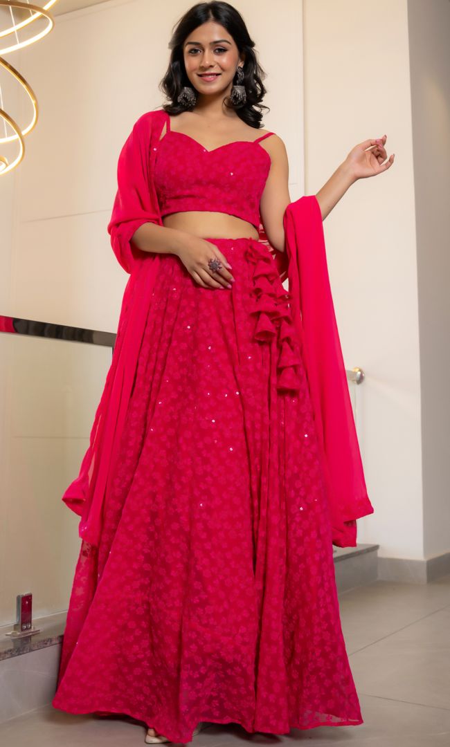 Twilight Wild Berry Chikankari Lehenga