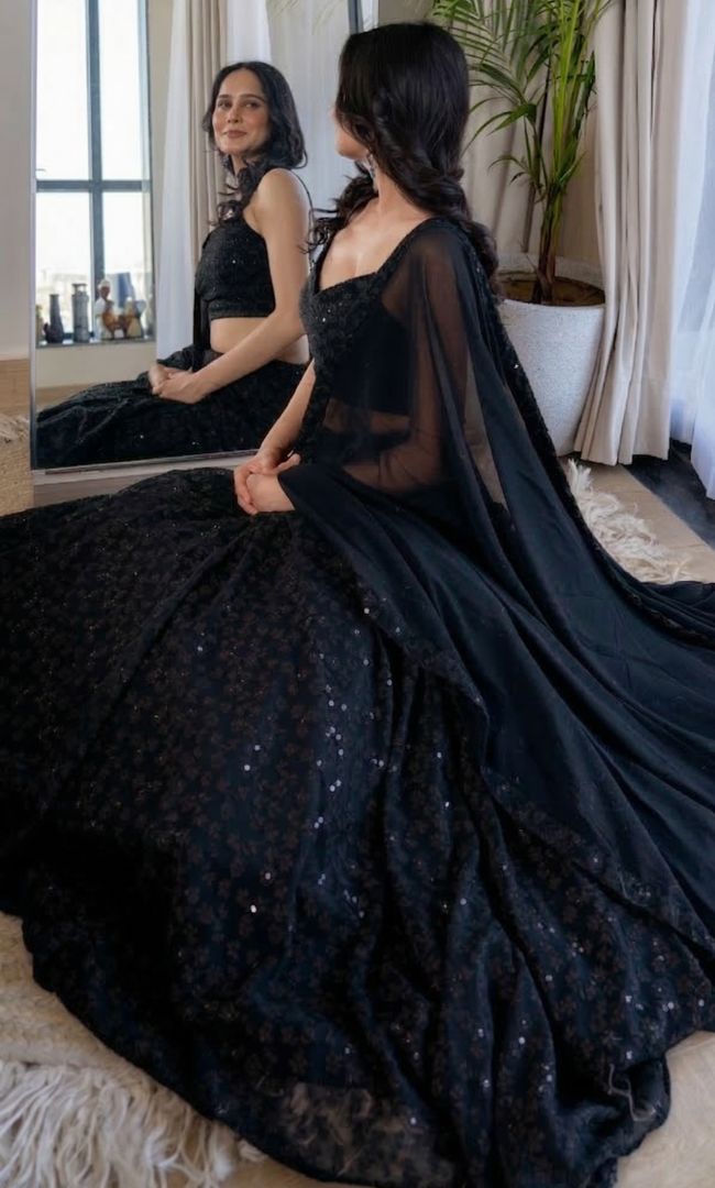 Twilight Black Chikankari Lehenga S
