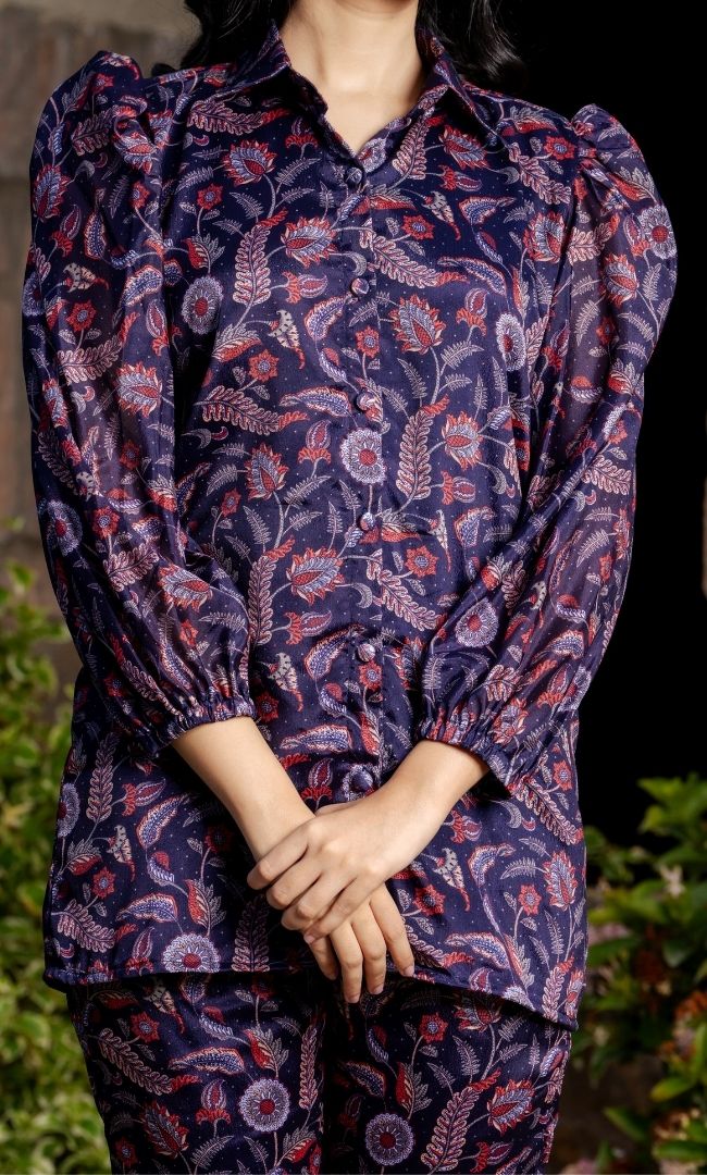 Dark Purple Printed Co-ord Set