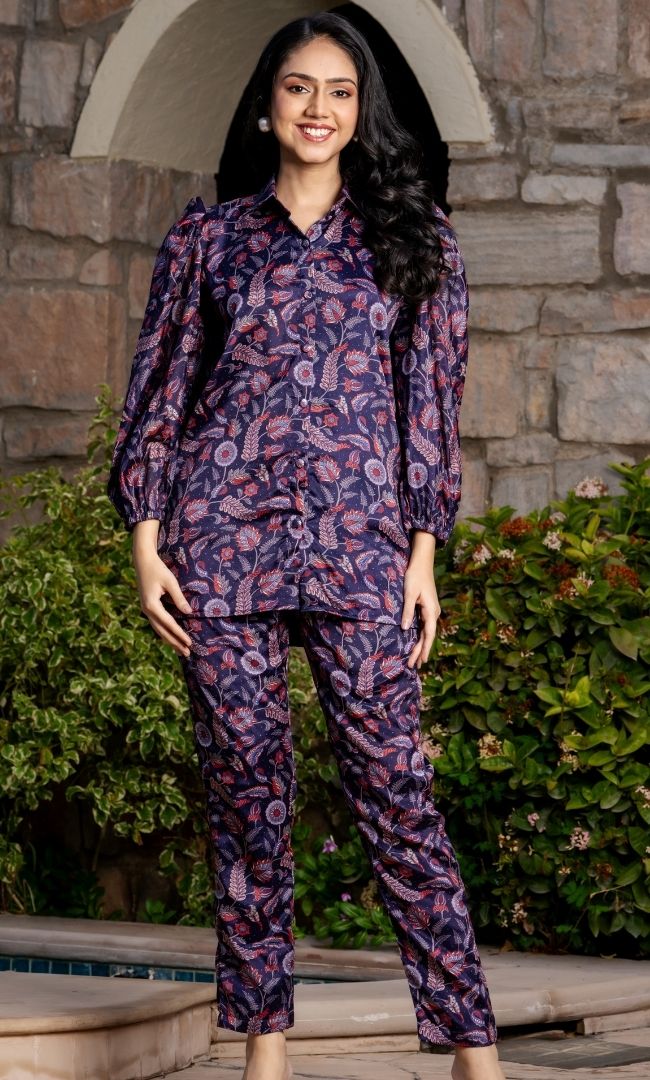 Dark Purple Printed Co-ord Set