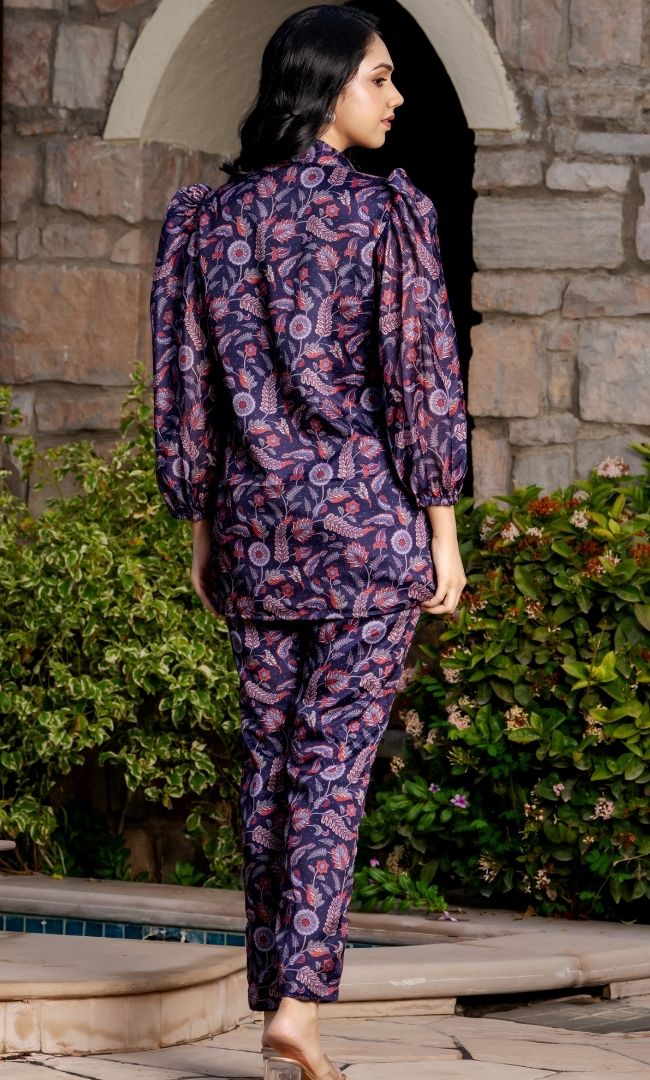 Dark Purple Printed Co-ord Set