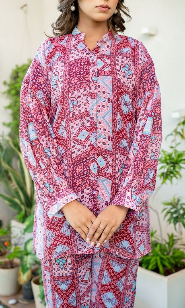 Eva Red Printed Co-ord Set