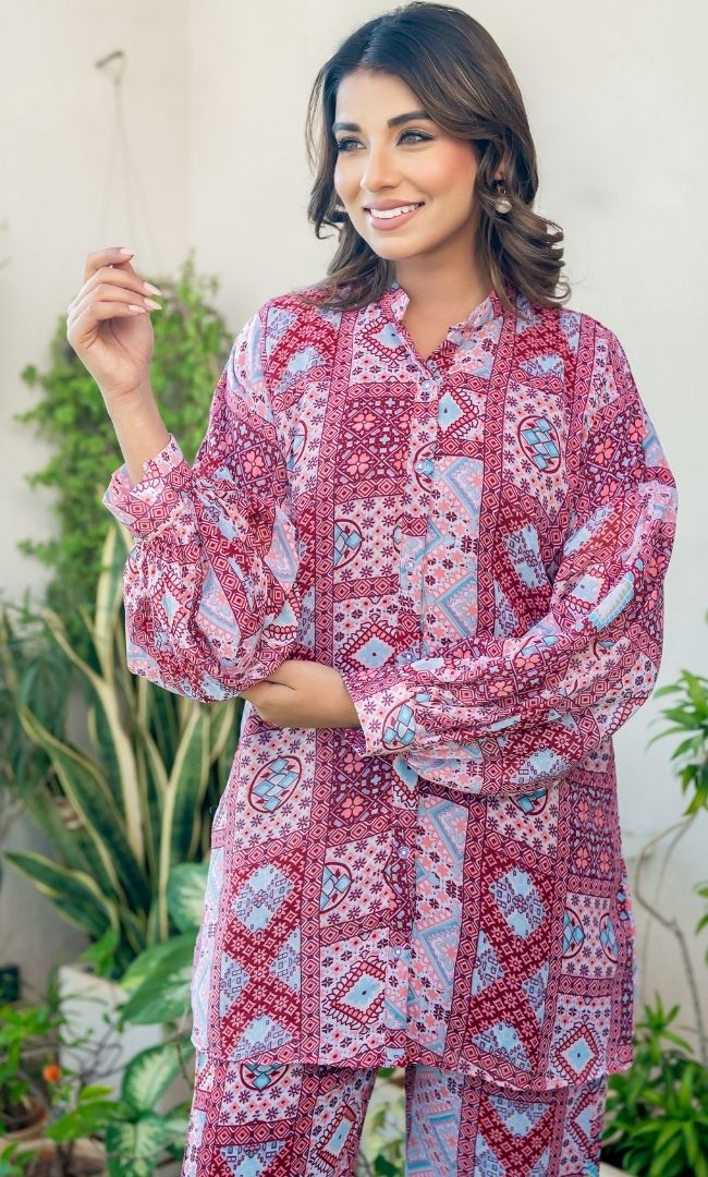Eva Red Printed Co-ord Set