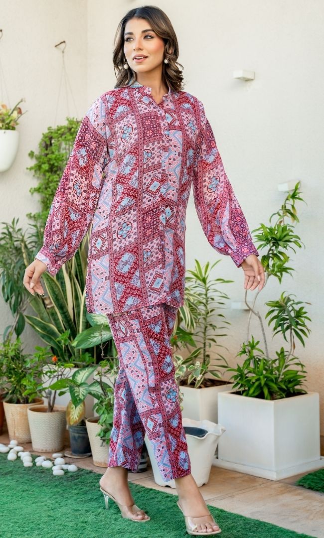 Eva Red Printed Co-ord Set
