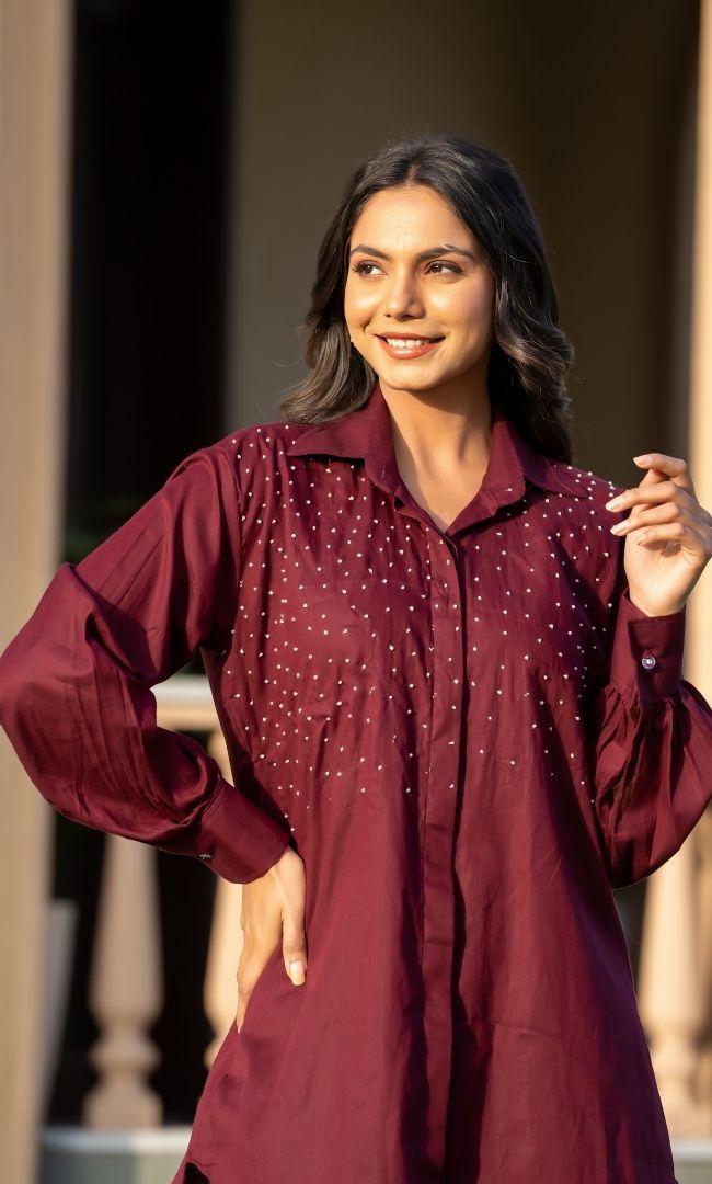 Maroon Pearl Co-ord Set