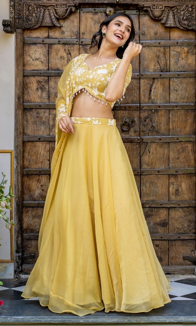 Swan Yellow Lehenga Set