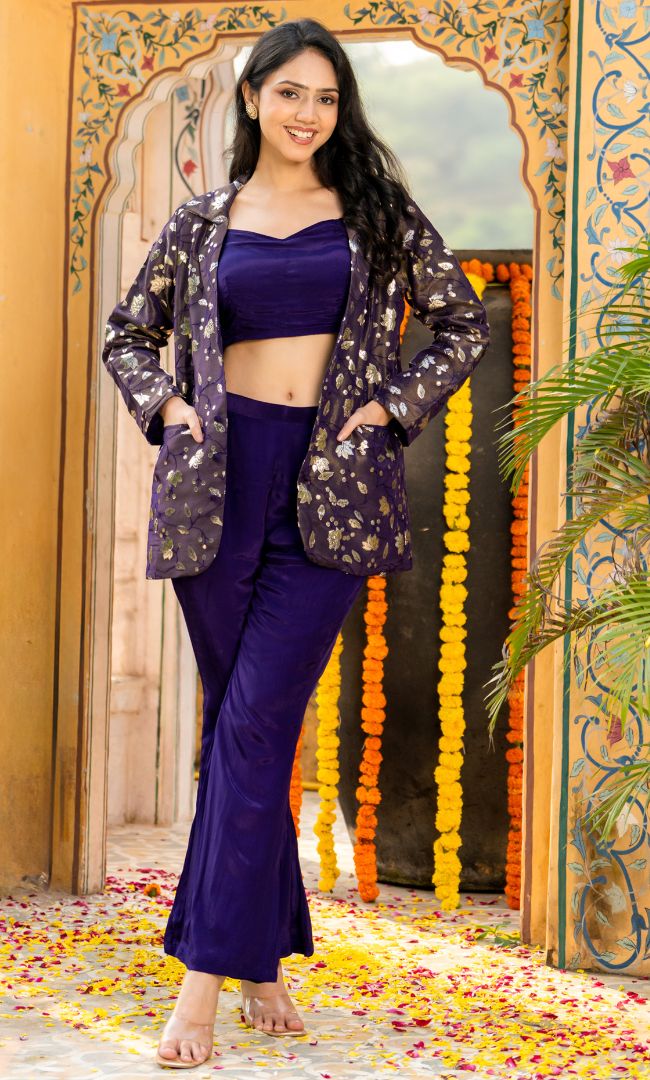 Matte Purple Jacket Set