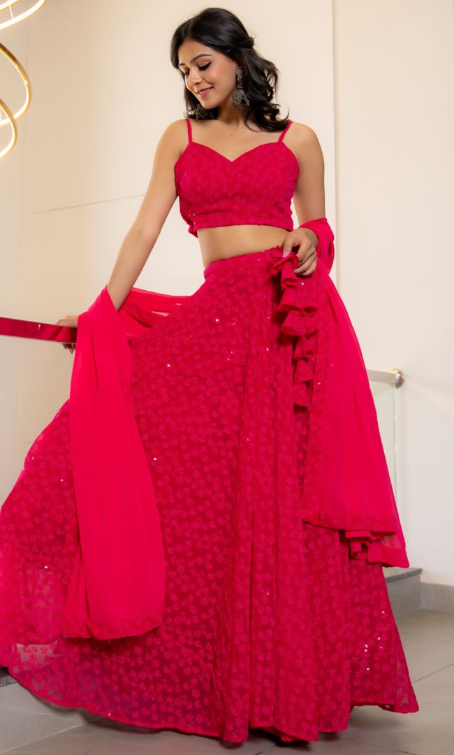Twilight Wild Berry Chikankari Lehenga