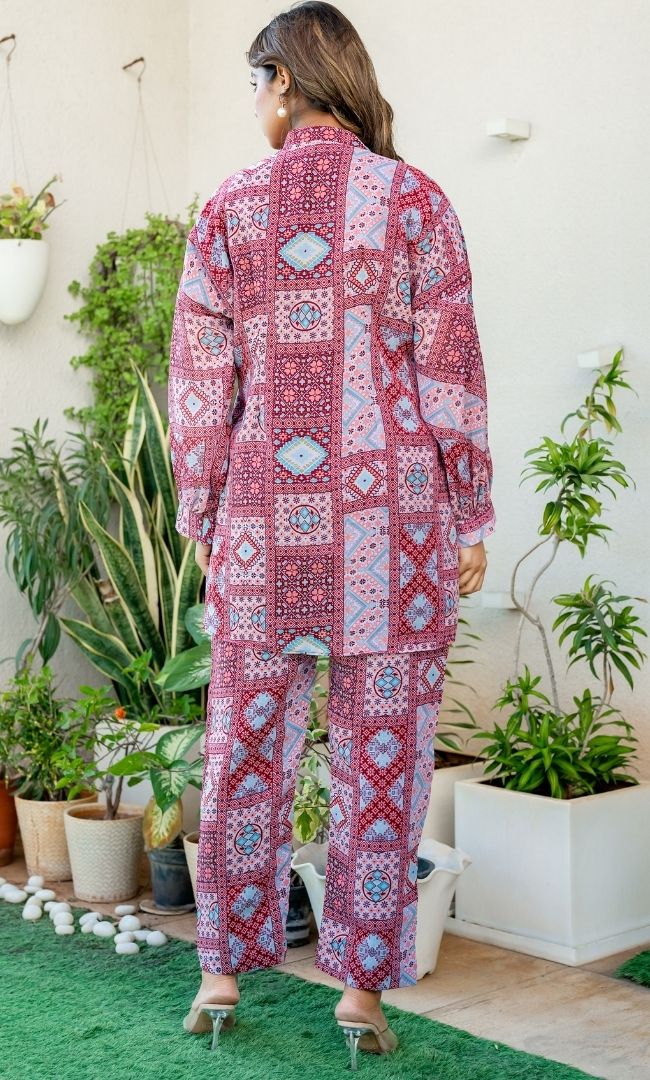 Eva Red Printed Co-ord Set