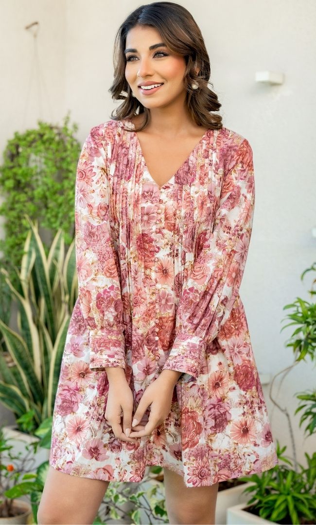 Dusky Rose Mini Dress