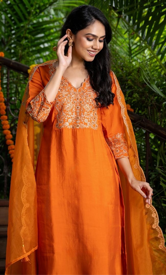 Amberzaar Orange Suit Set