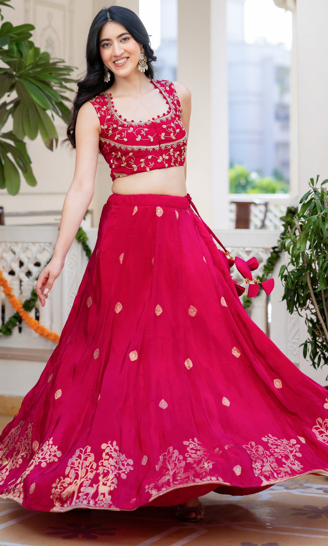 Shehnaz Pink Embroidered Lehenga Set