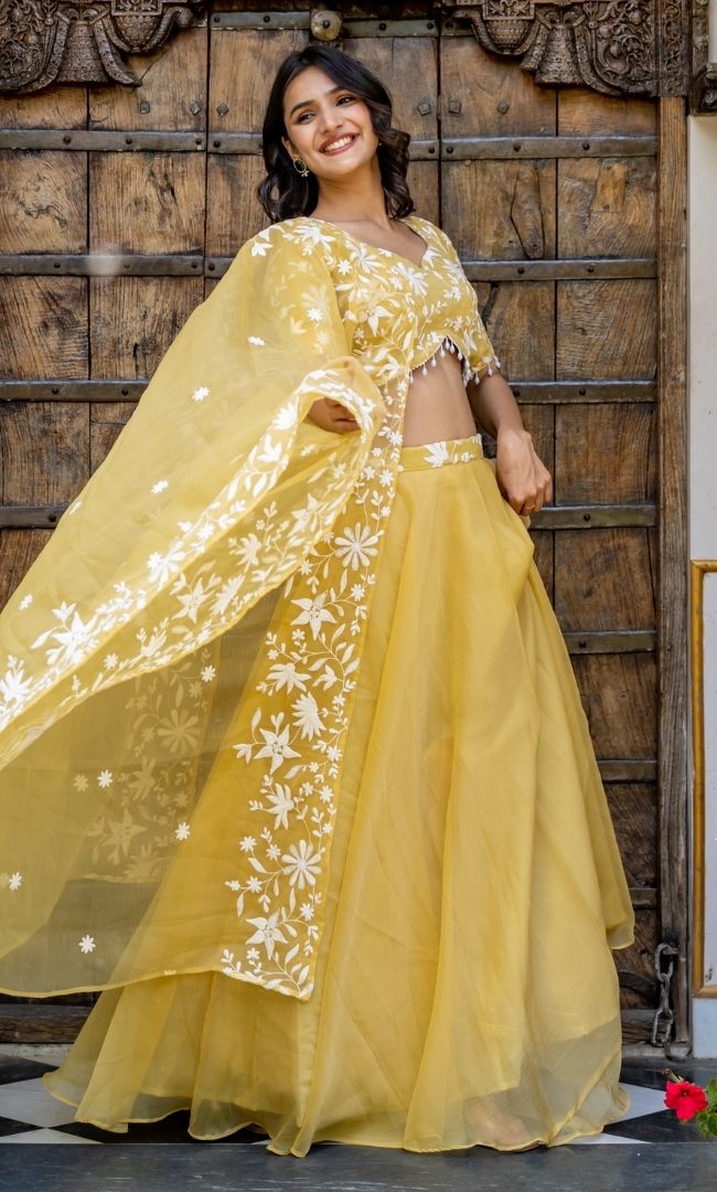 Swan Yellow Lehenga Set