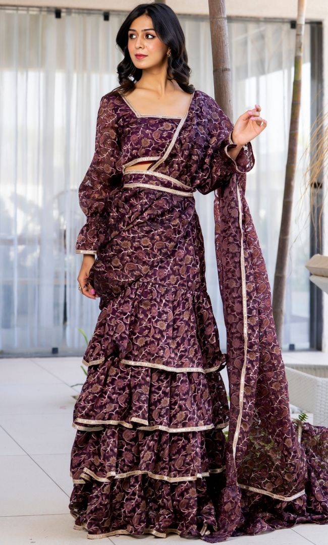 Paisley Ruffle Saree