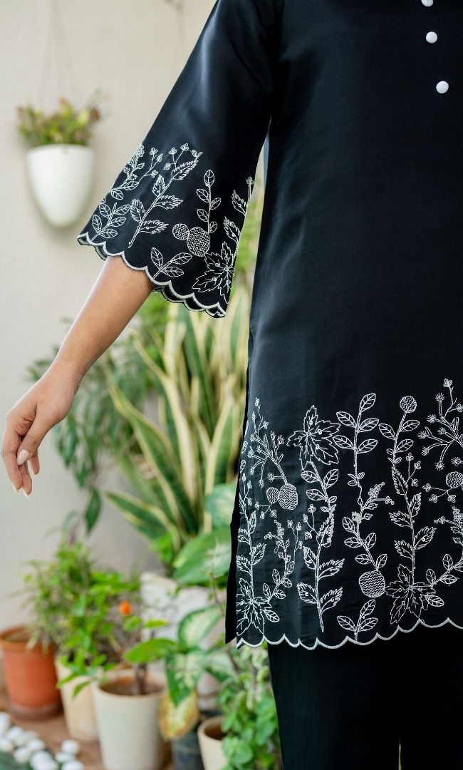Finn Black Kurta Co ord Set