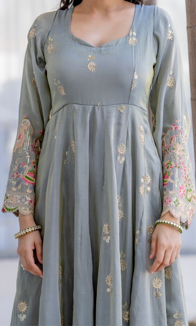 Nafs Sage Anarkali Set