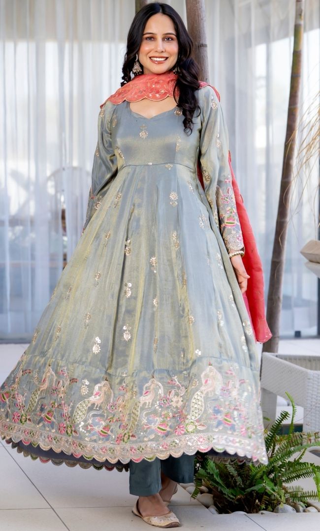 Nafs Sage Anarkali Set