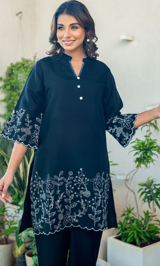 Finn Black Kurta Co ord Set