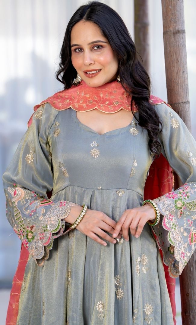 Nafs Sage Anarkali Set
