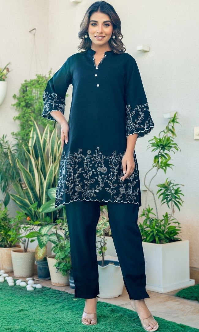 Finn Black Kurta Co ord Set