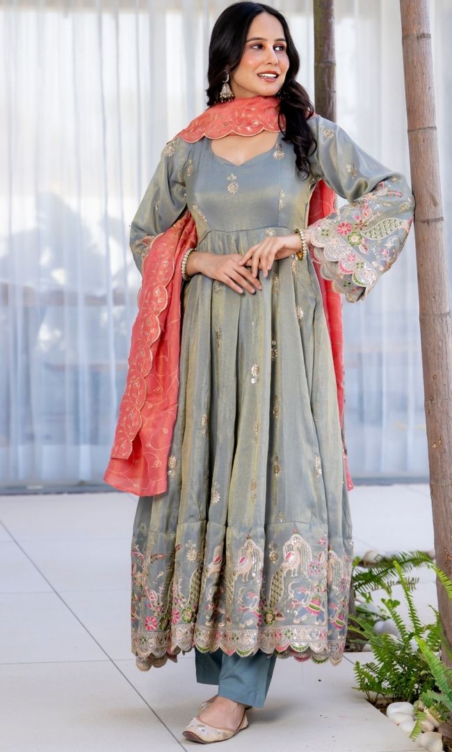 Nafs Sage Anarkali Set