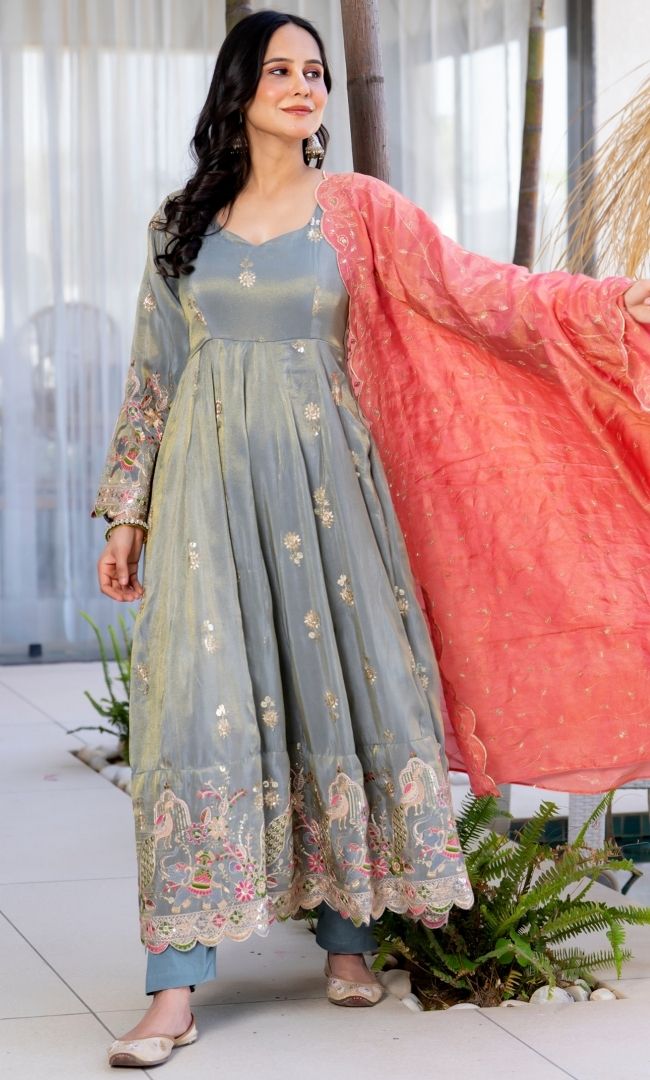 Nafs Sage Anarkali Set