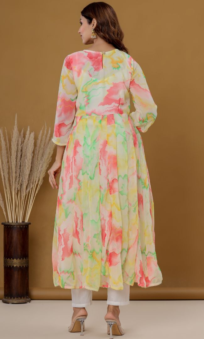 Pink Marble Anarkali Set