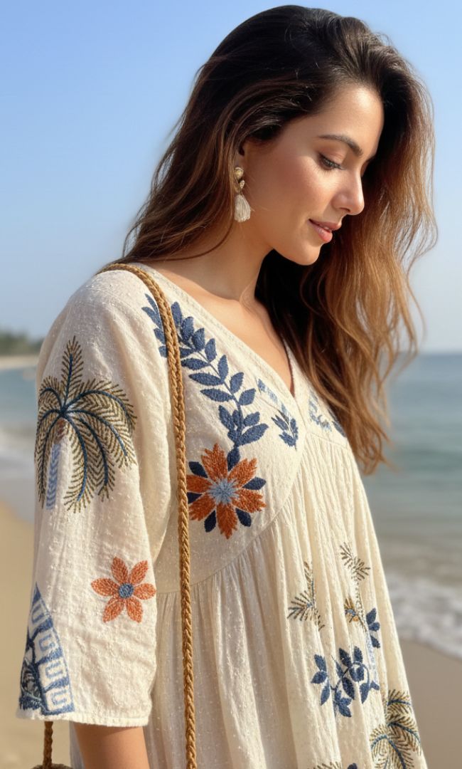 Dobby Drift Cotton Dress