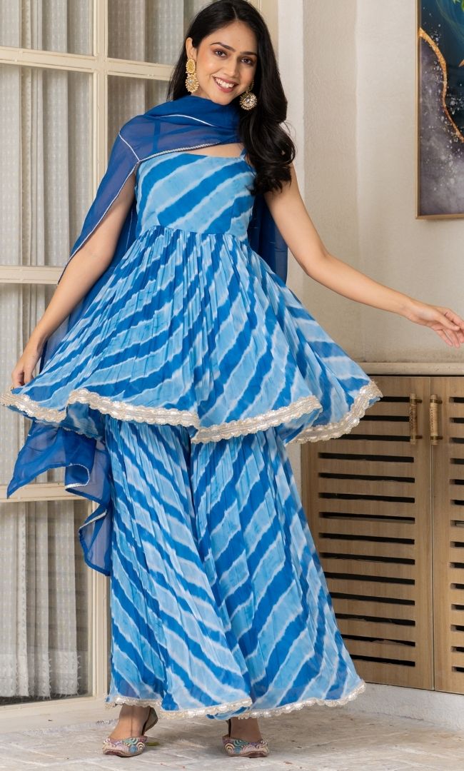 Taru Blue Sharara Set