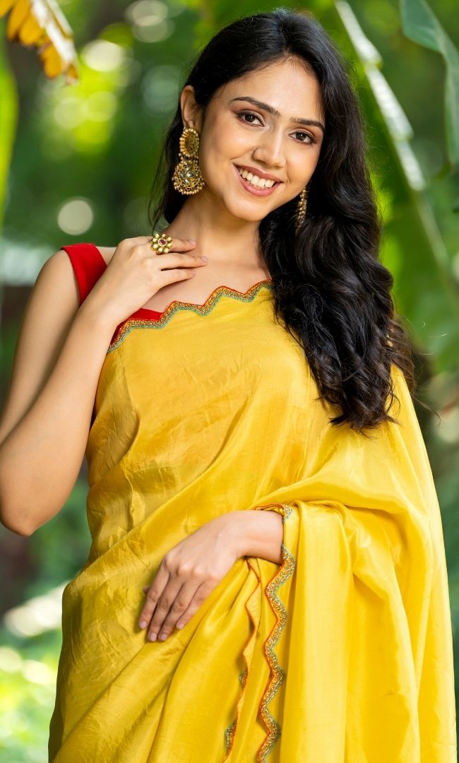 Mustard Upada Silk Saree
