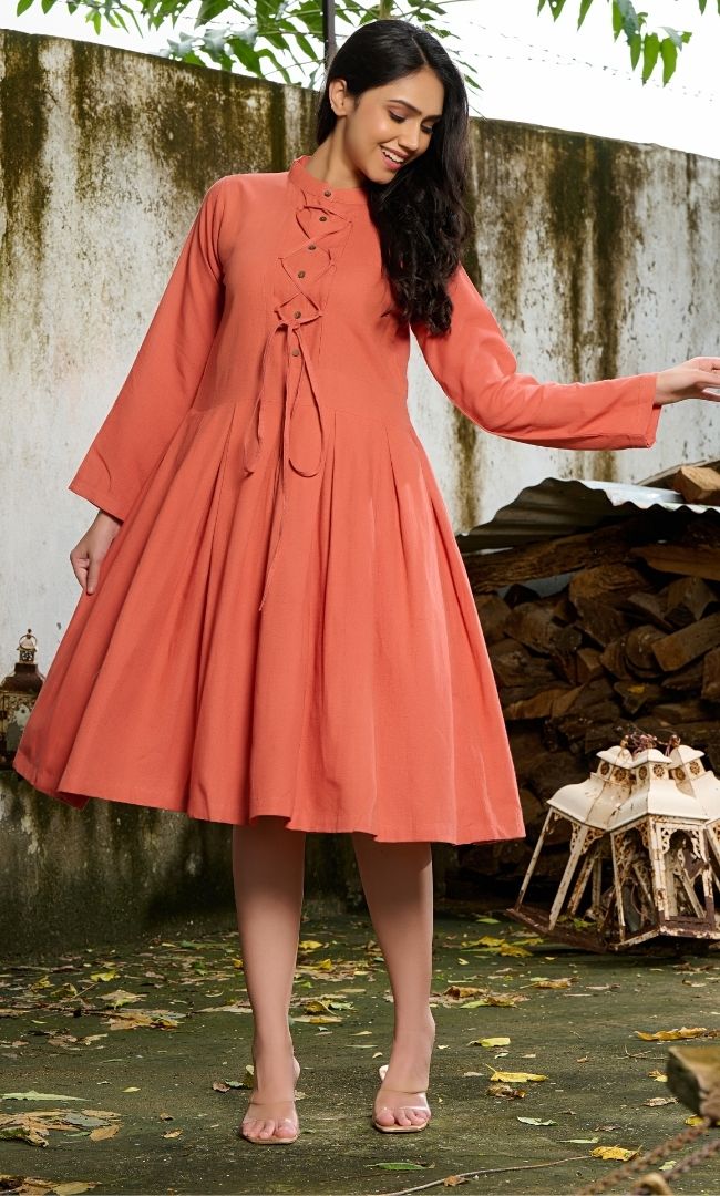 Coral Linen Dress
