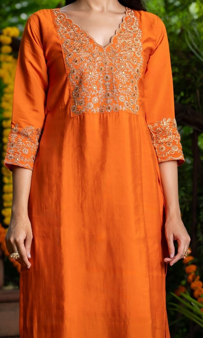 Amberzaar Orange Suit Set