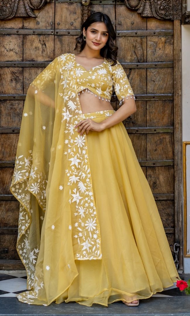 Swan Yellow Lehenga Set