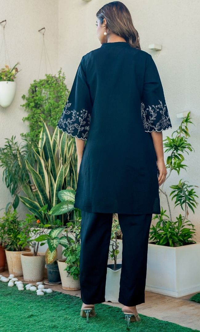 Finn Black Kurta Co ord Set