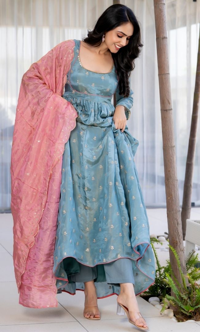 Dahar Aqua Anarkali Set