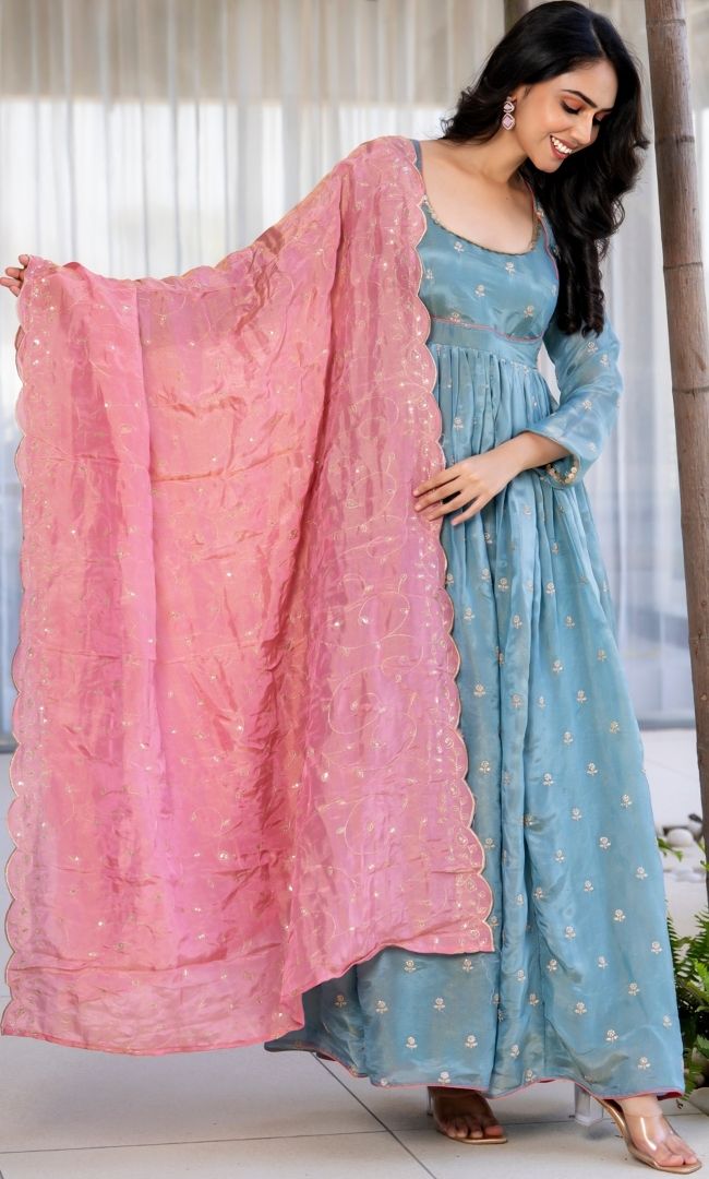 Dahar Aqua Anarkali Set