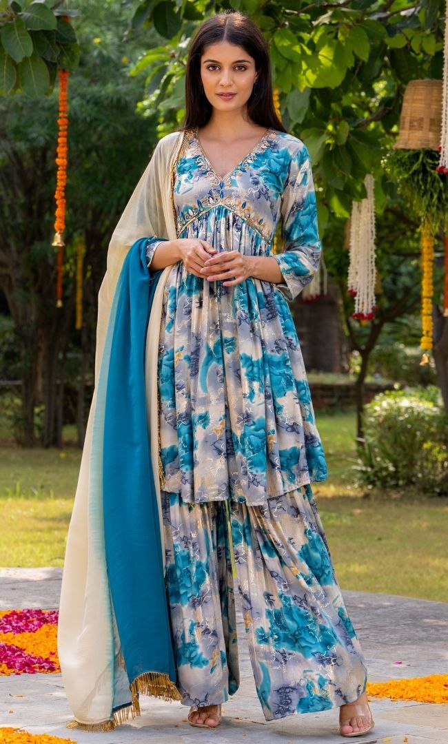 Weatherwave Turquoise Sharara Set