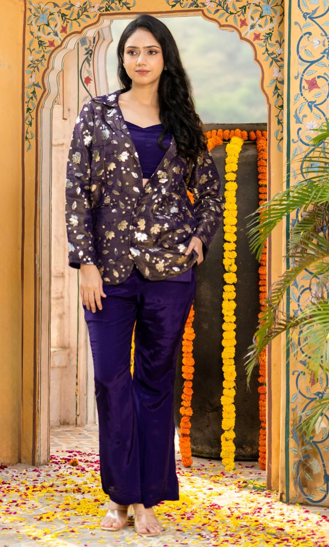 Matte Purple Jacket Set