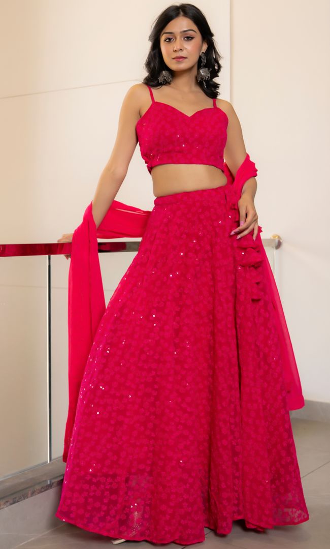 Twilight Wild Berry Chikankari Lehenga