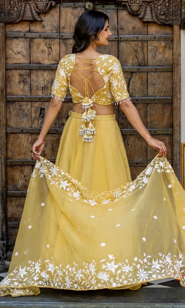 Swan Yellow Lehenga Set